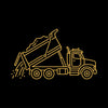Tri-axle dump truck delivering topsoil