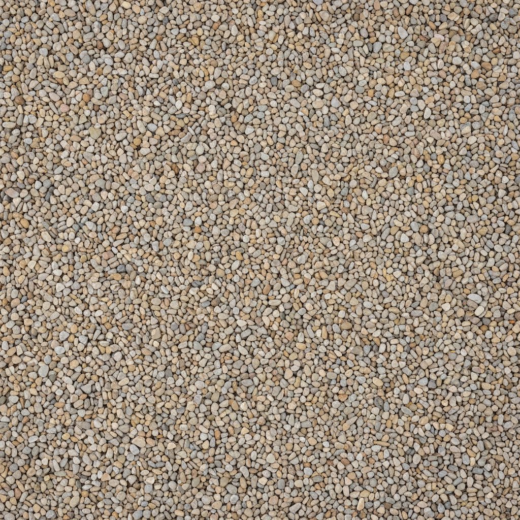 1/4 inch pea stone P-stone decorative gravel - top down view of small smooth rounded natural pebbles
