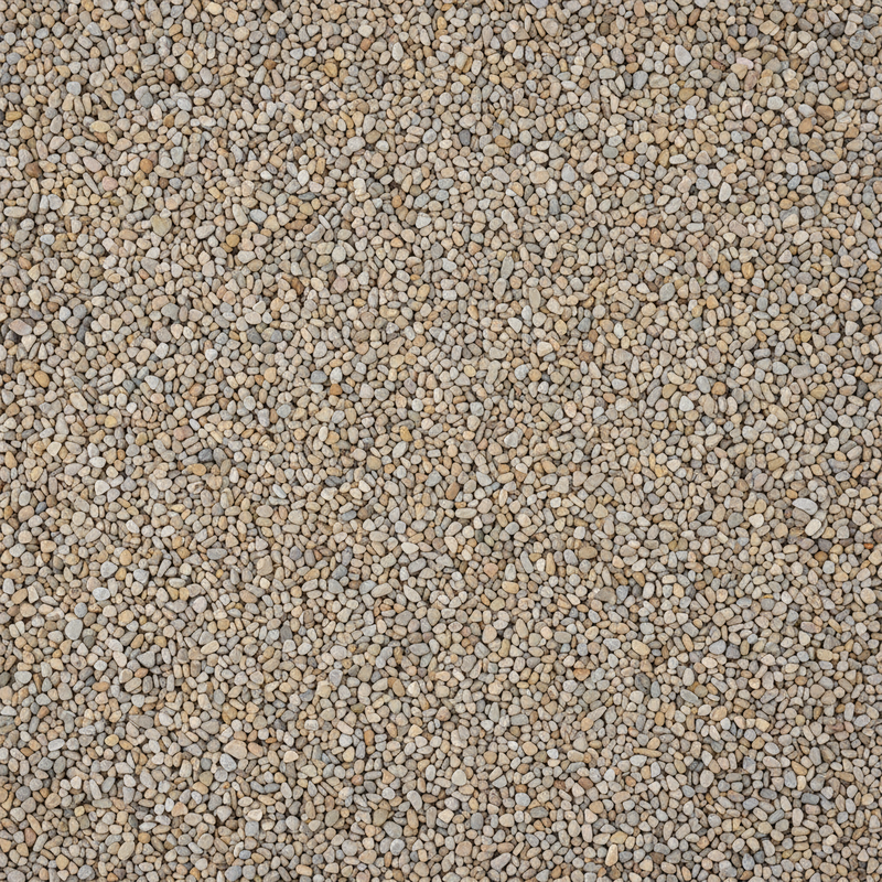 1/4 inch pea stone P-stone decorative gravel - top down view of small smooth rounded natural pebbles